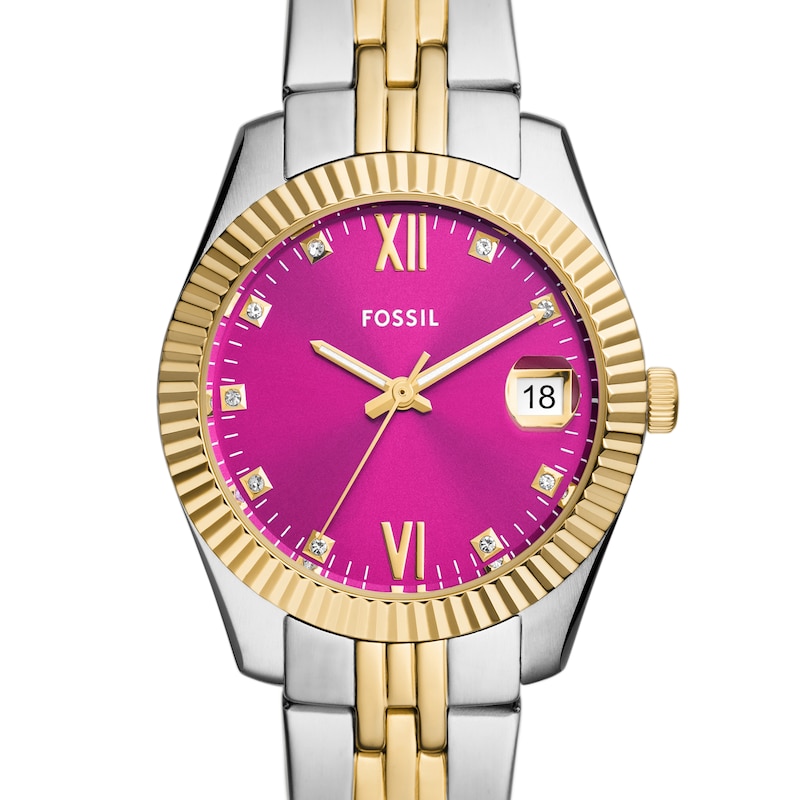 Fossil Scarlette Ladies' Pink Dial Two Tone Stainless Steel Watch