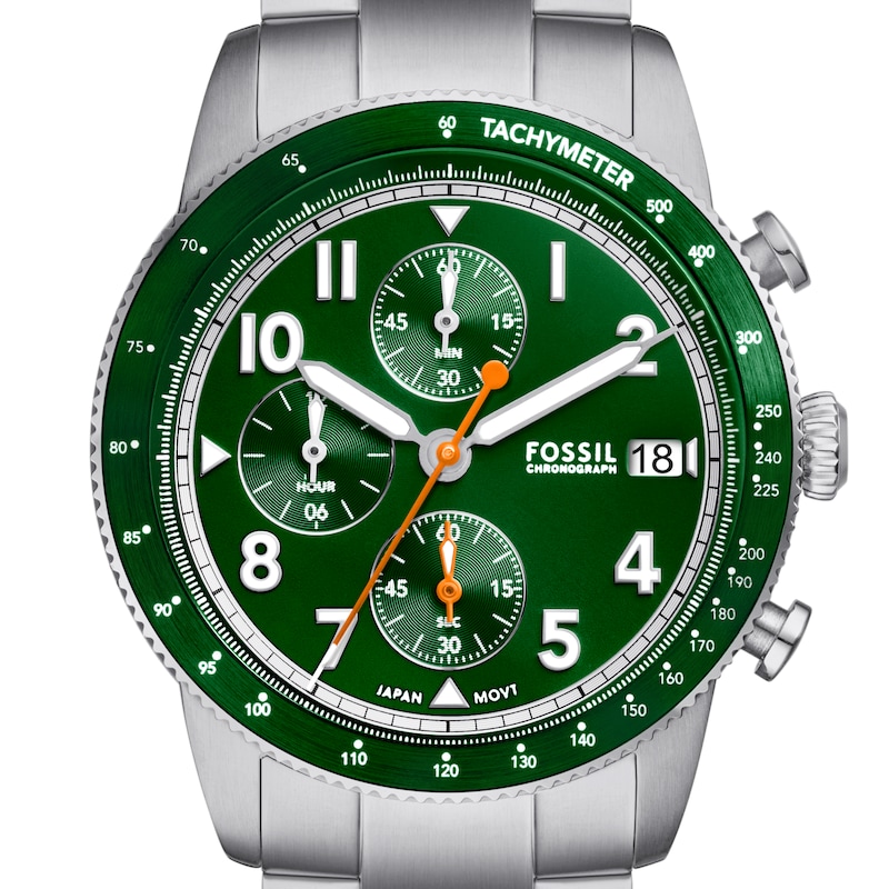 Fossil Sport Tourer Men's Green Chronograph Dial Stainless Steel Watch