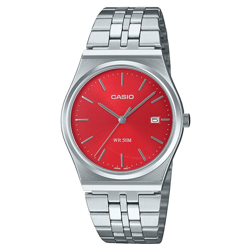 Casio Collection MTP-B145D-4A2VEF Red Dial Stainless Steel Watch