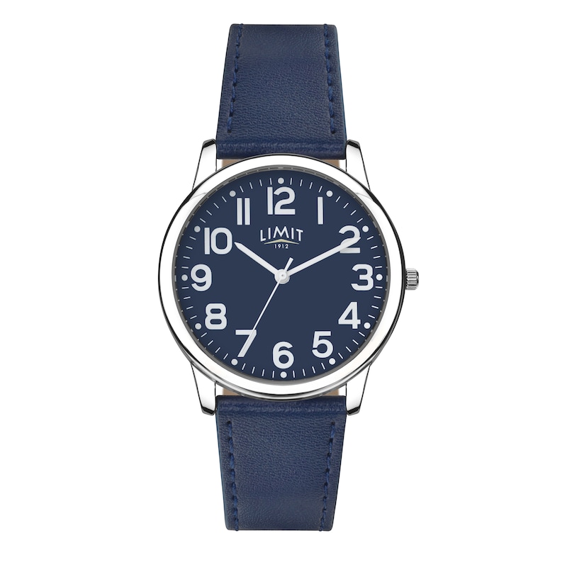 Limit Men's Silver Tone & Navy Blue Strap Watch