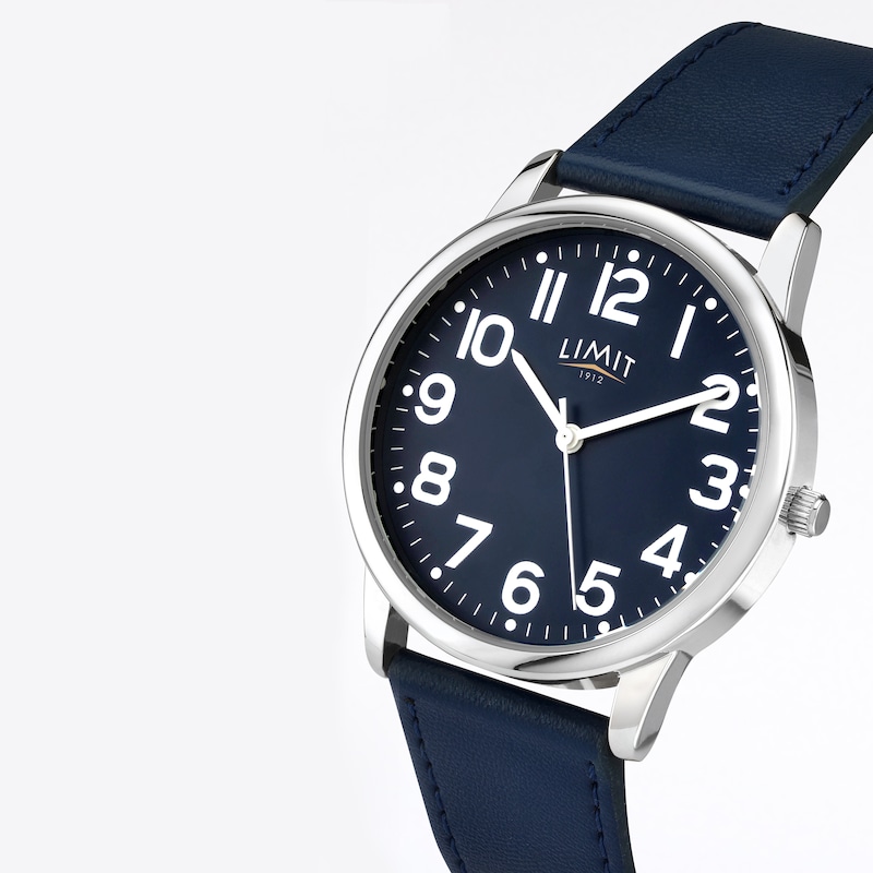 Limit Men's Silver Tone & Navy Blue Strap Watch