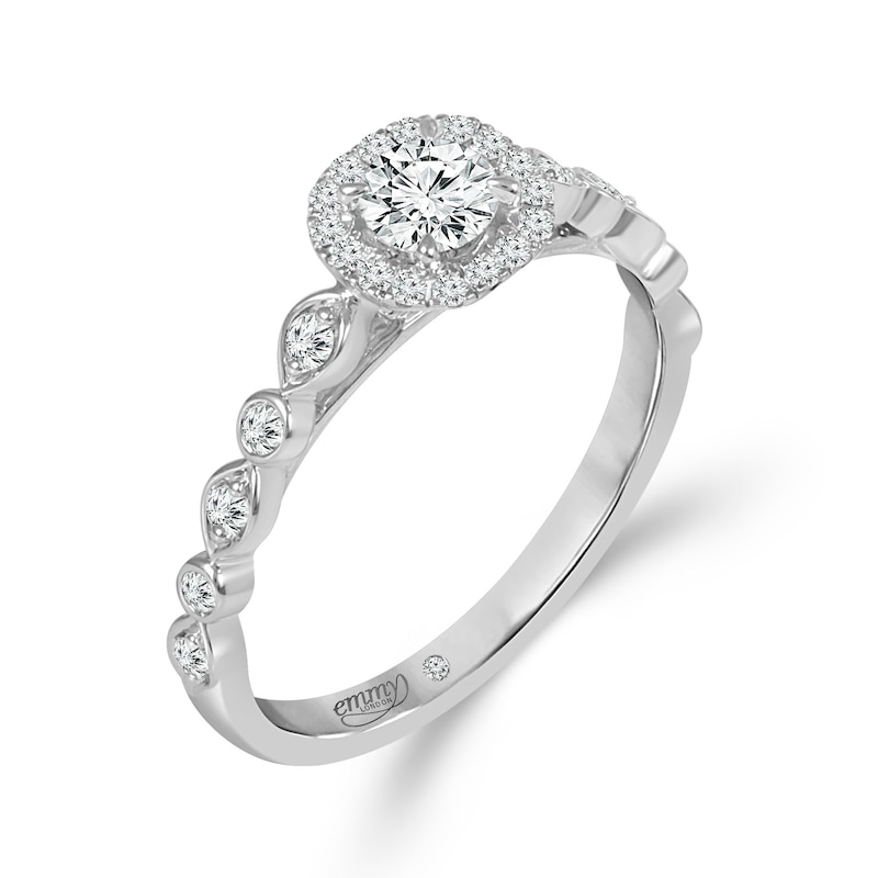 Emmy London 18ct White Gold Halo 0.40ct Total Diamond Ring