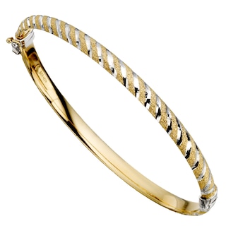 Together Silver & Bonded Gold Striped Bangle H.Samuel
