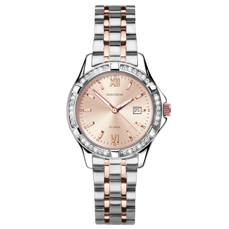 Sekonda Ladies' Two-Tone Crystal Rose Bracelet Watch