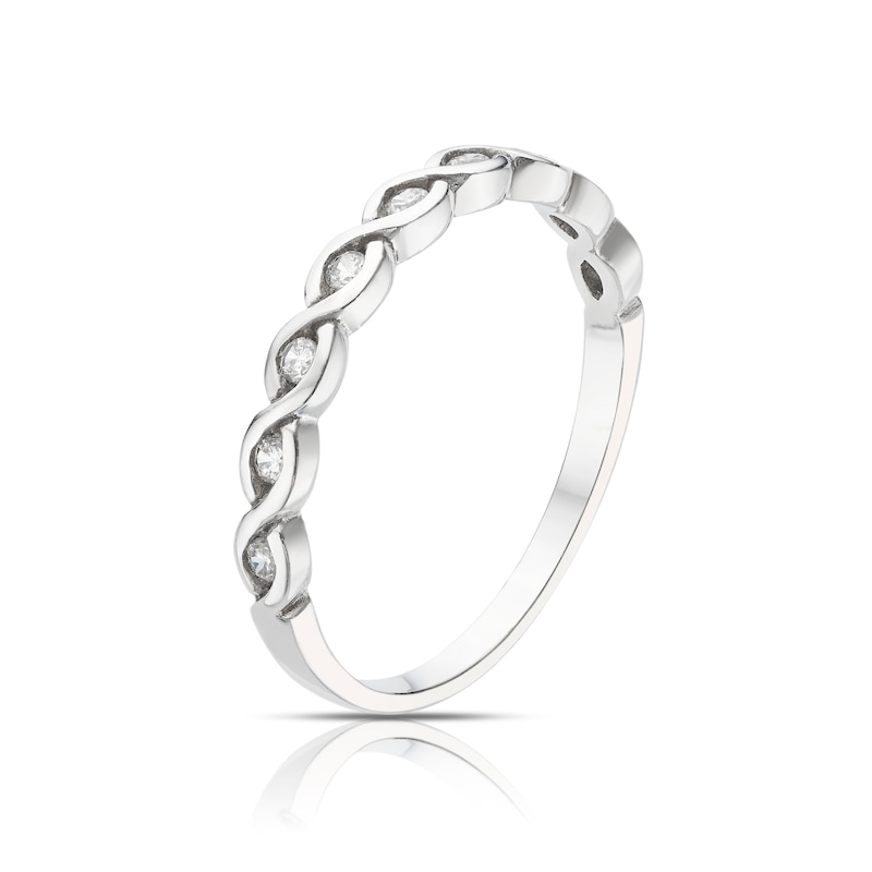 Sterling Silver & Cubic Zirconia Ring Size P