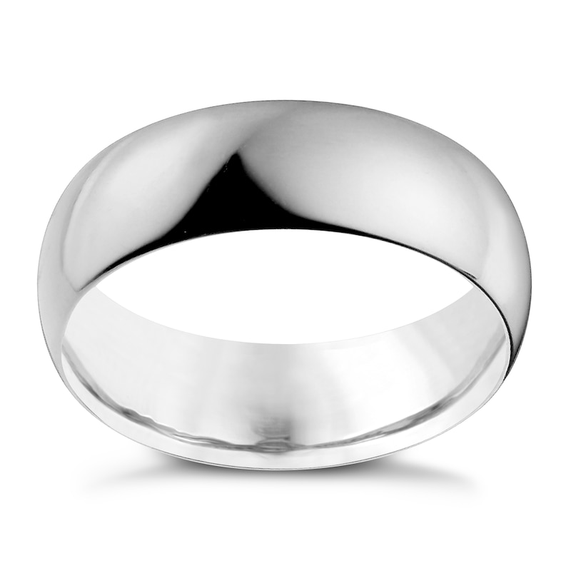9ct White Gold 7mm Extra Heavy D Shape Ring