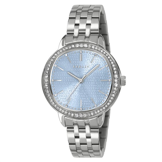 Radley Silver Tone Blue Stone Set Stainless Steel Bracelet Watch