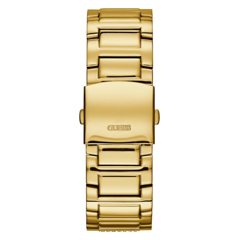 Guess Men's Crystal Dial Gold Tone Stone Set Bracelet Watch