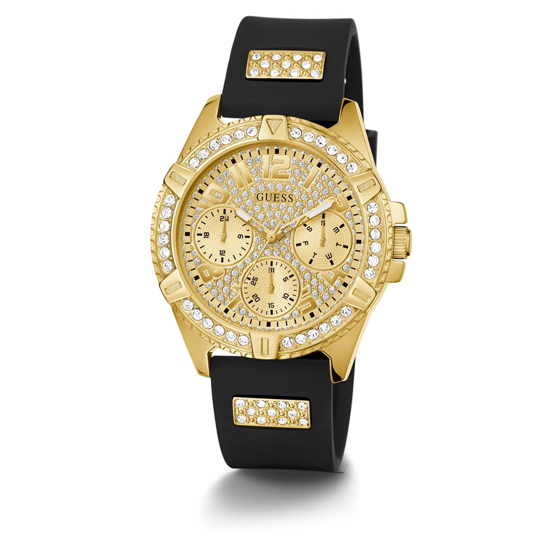Main Image 3 of Guess Ladies' Crystal Dial Black Silicone Strap Watch