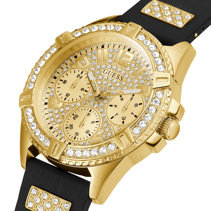 Main Image 4 of Guess Ladies' Crystal Dial Black Silicone Strap Watch
