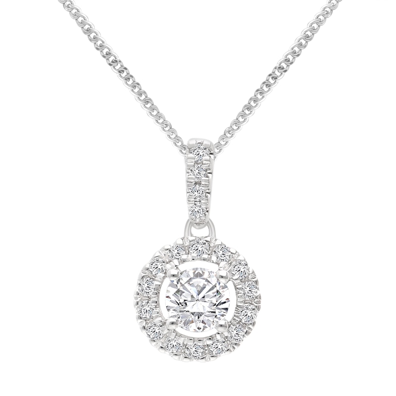Main Image 1 of The Forever Diamond 9ct White Gold 0.25ct Diamond Halo Pendant Necklace