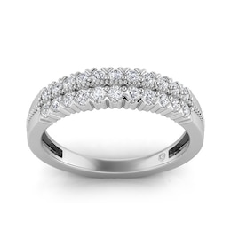 9ct White Gold Double Row 0.33ct Diamond Eternity Ring