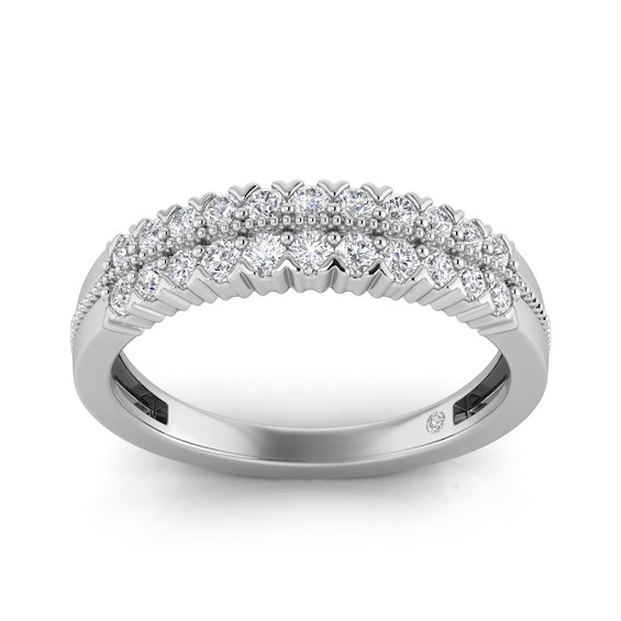 9ct White Gold Double Row 0.33ct Diamond Eternity Ring