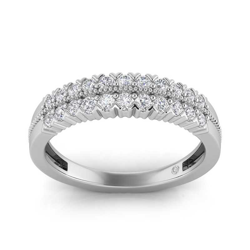 Main Image 1 of 9ct White Gold Double Row 0.33ct Diamond Eternity Ring