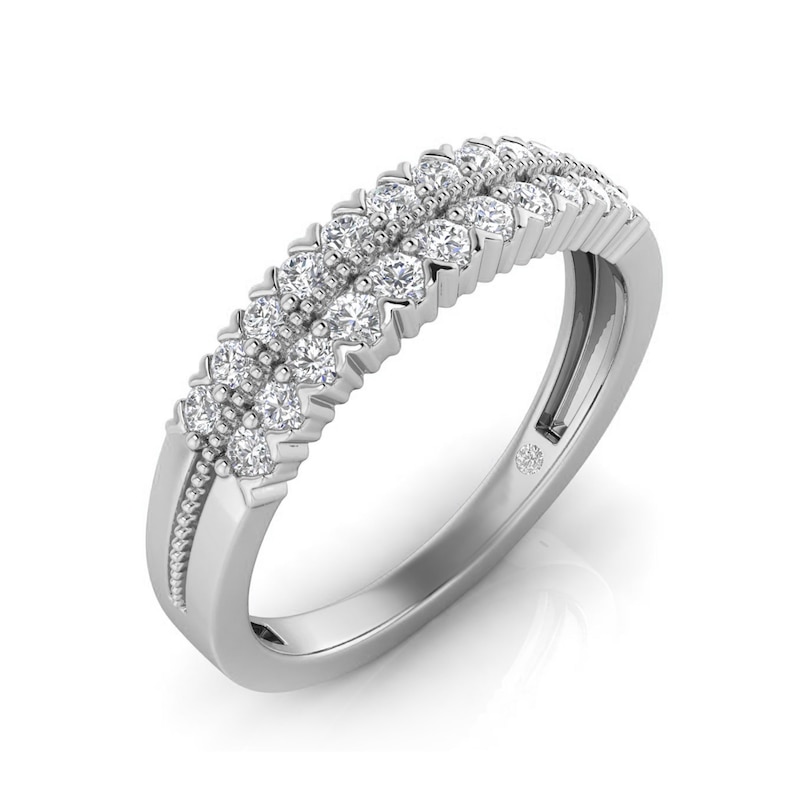 Main Image 2 of 9ct White Gold Double Row 0.33ct Diamond Eternity Ring