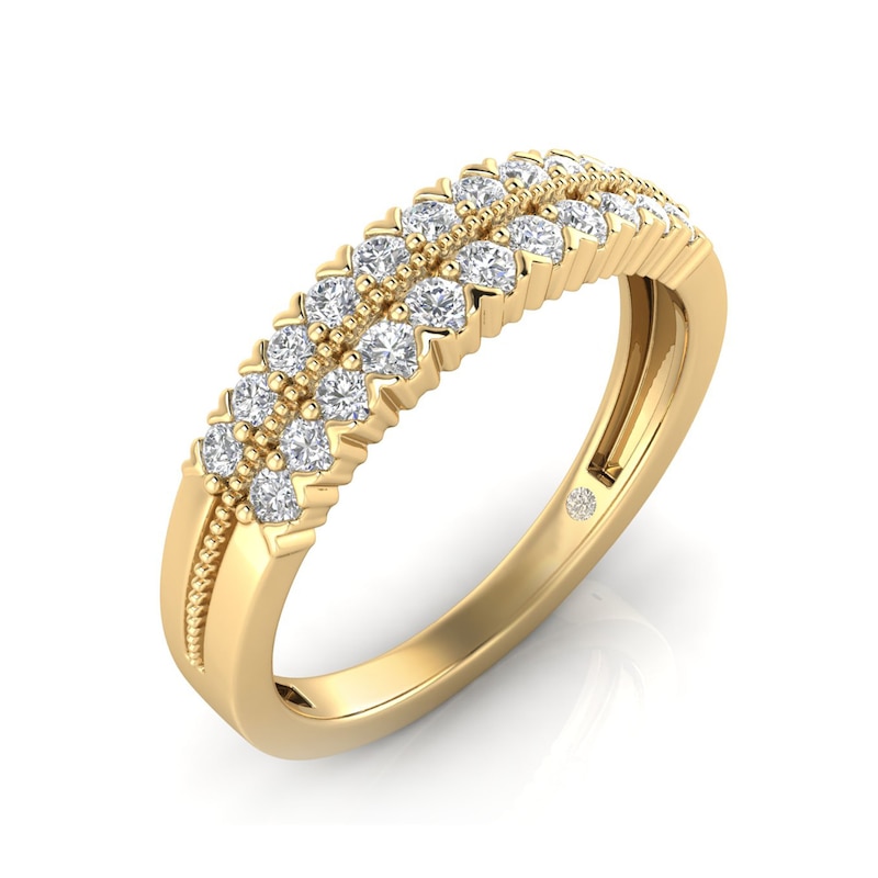 Main Image 2 of 9ct Yellow Gold Double Row 0.33ct Diamond Eternity Ring