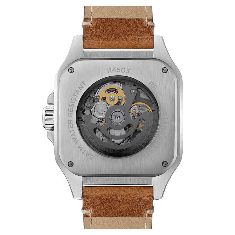Main Image 6 of Ingersoll Men's Automatic Black Square Skeleton Dial Brown Leather Strap Watch