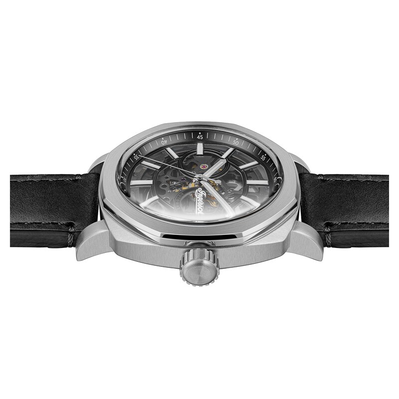 Main Image 3 of Ingersoll Outrider Men's Automatic Black Skeleton Dial Black Leather Strap Watch