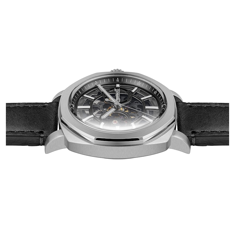 Main Image 4 of Ingersoll Outrider Men's Automatic Black Skeleton Dial Black Leather Strap Watch