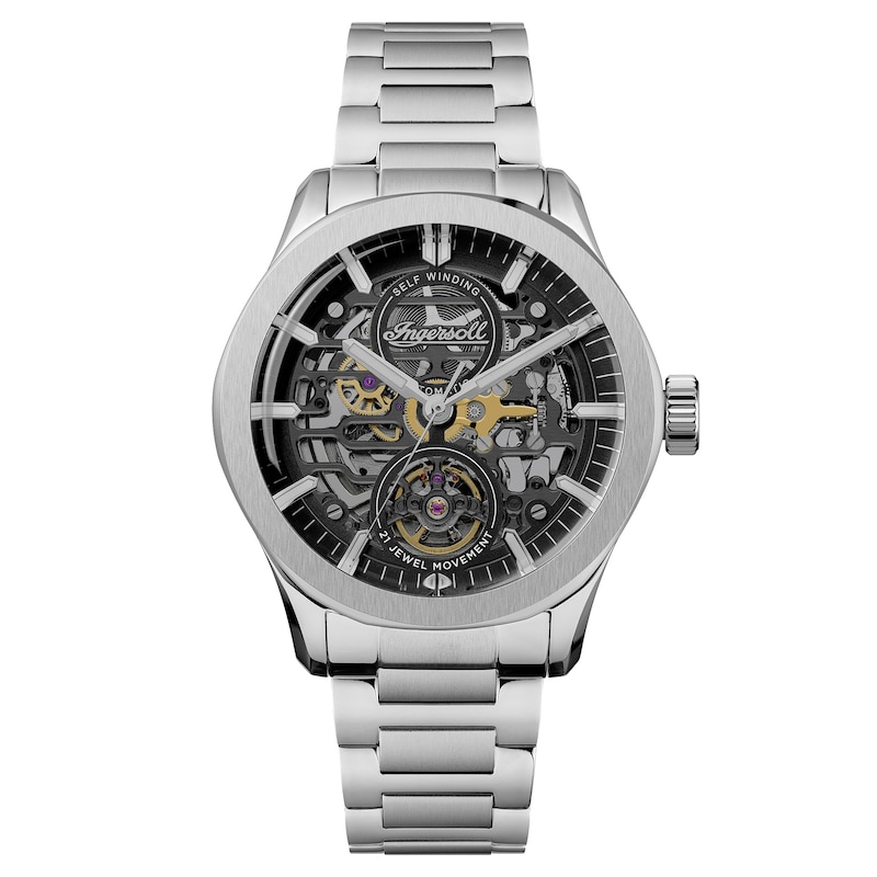 Main Image 1 of Ingersoll Bronc Men's Automatic Black Skeleton Dial Stainless Steel Bracelet Watch