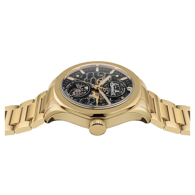 Main Image 3 of Ingersoll Bronc Men's Automatic Black Skeleton Dial Gold Tone Stainless Steel Watch