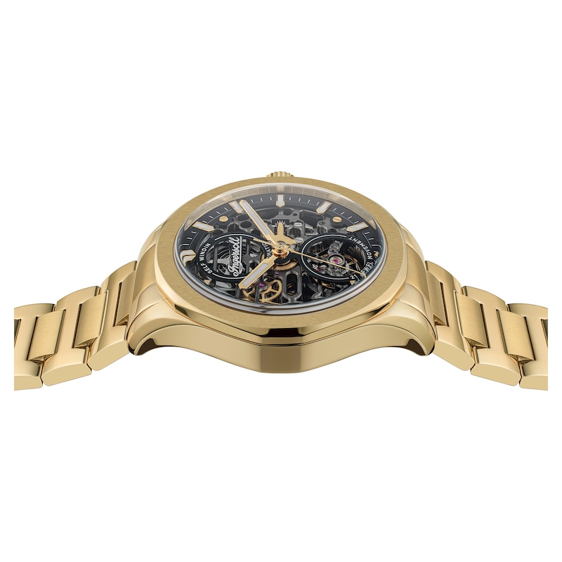 Main Image 4 of Ingersoll Bronc Men's Automatic Black Skeleton Dial Gold Tone Stainless Steel Watch