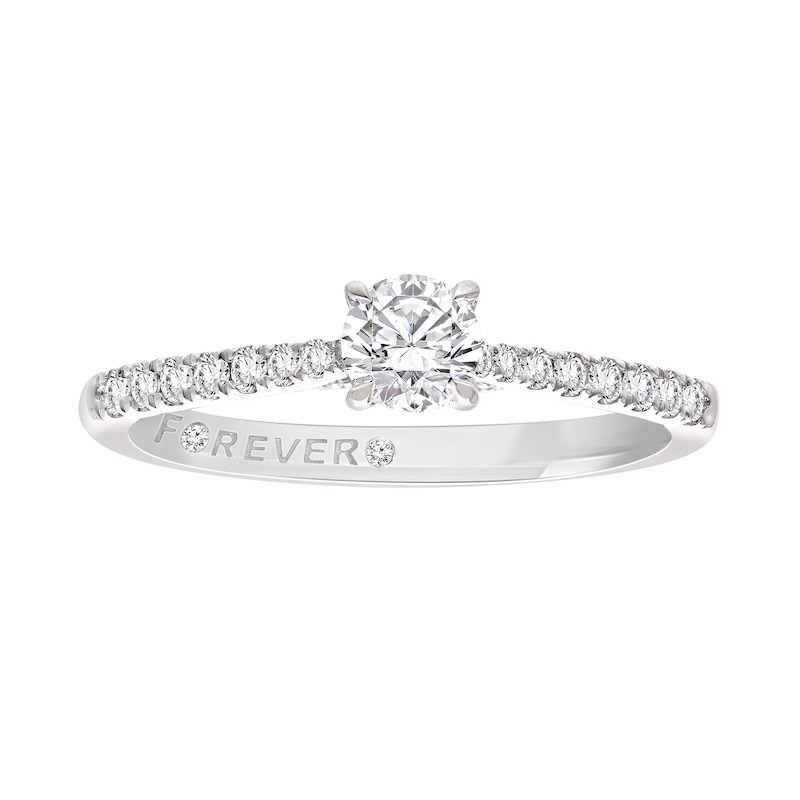 Main Image 1 of The Forever Diamond Platinum 0.50ct Diamond Stone Set Shoulders Solitaire Ring