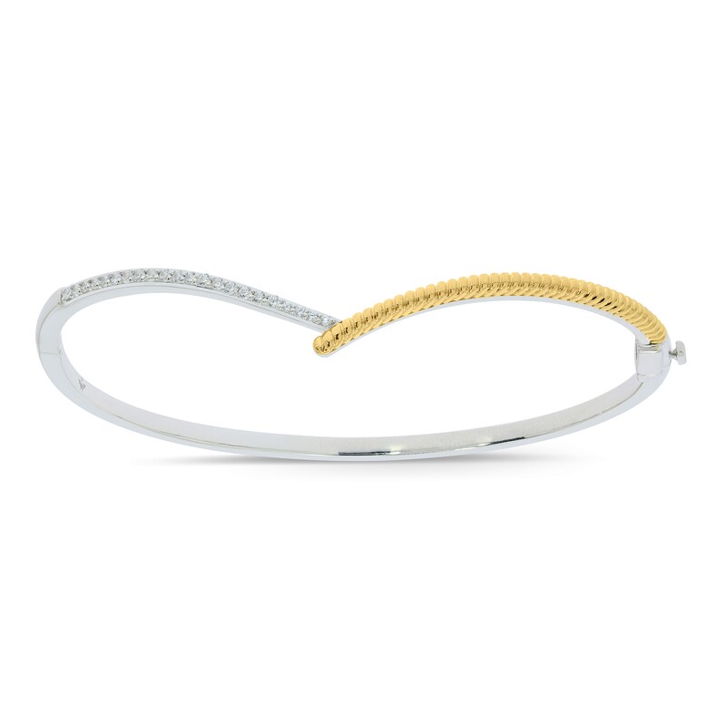 Main Image 1 of Wonder Woman Sterling Silver & 9ct Yellow Gold 0.23ct Diamond Bangle