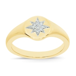 Wonder Woman 9ct Yellow Gold Diamond Star Signet Ring