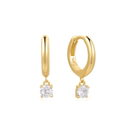 Ania Haie Gold Tone Drop Solitaire Huggies
