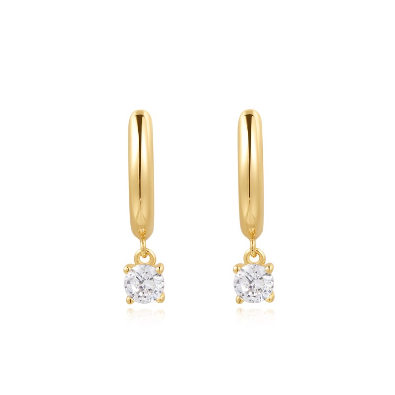 Main Image 2 of Ania Haie Gold Tone Drop Solitaire Huggies