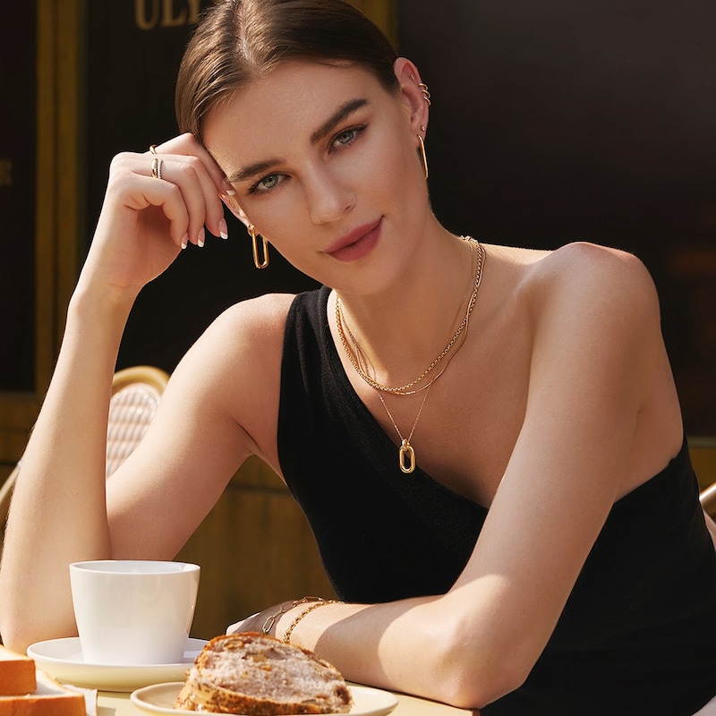 Main Image 4 of Ania Haie Gold Tone Oval Hoop Pendant Necklace