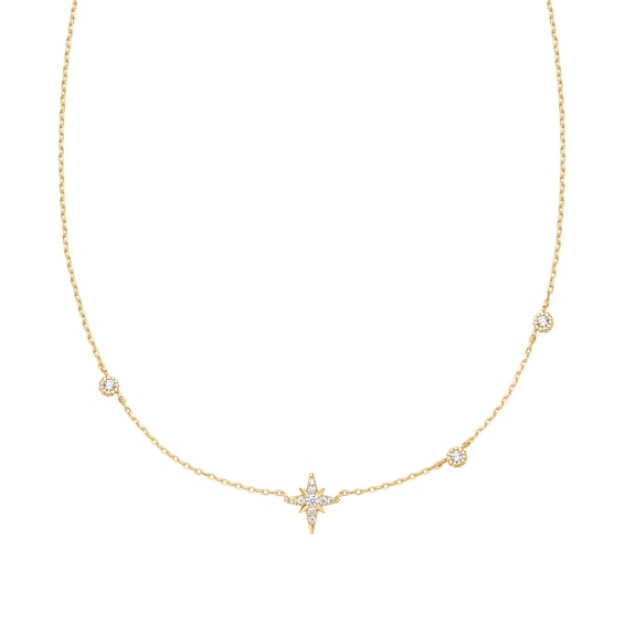 Ania Haie Gold Tone Eight Pointed Star Cubic Zirconia Statio