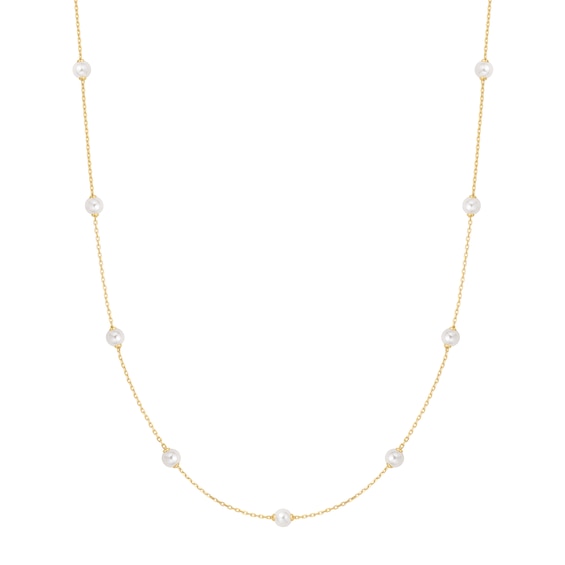 Ania Haie Gold Tone Shell Pearl Station Chain Necklace