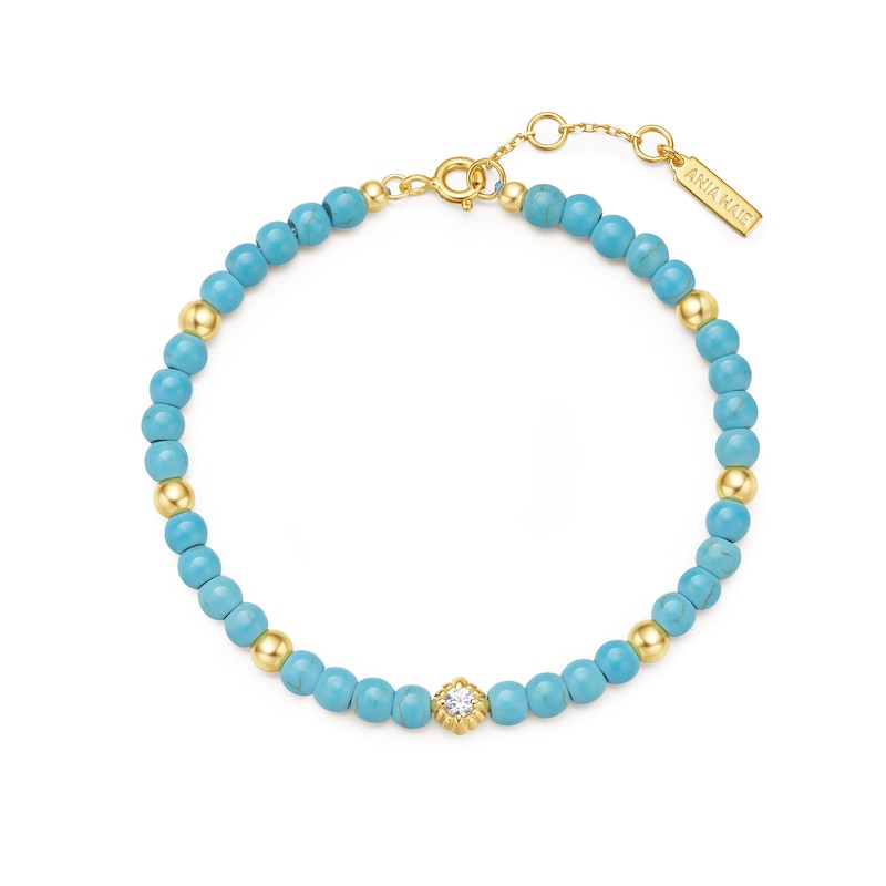 Main Image 2 of Ania Haie Gold Tone Lab Created Turquoise Bracelet