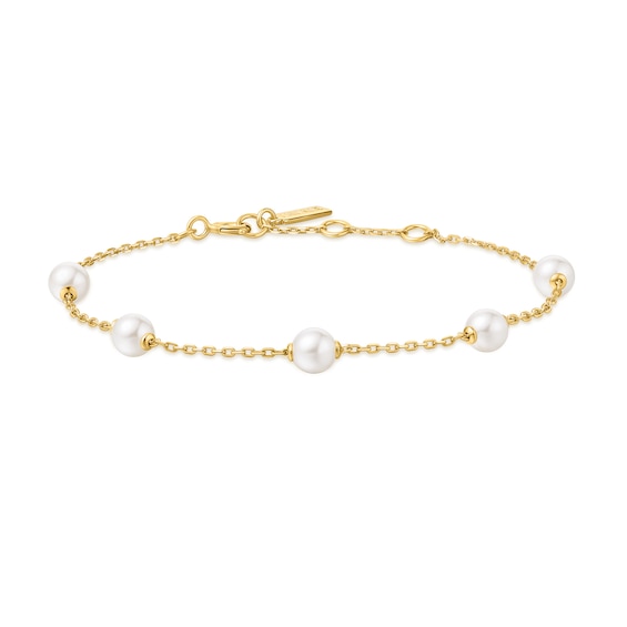 Ania Haie Gold Tone Pearl Station Bracelet