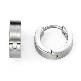 Men's Stainless Steel Brushed Hoop Earrings