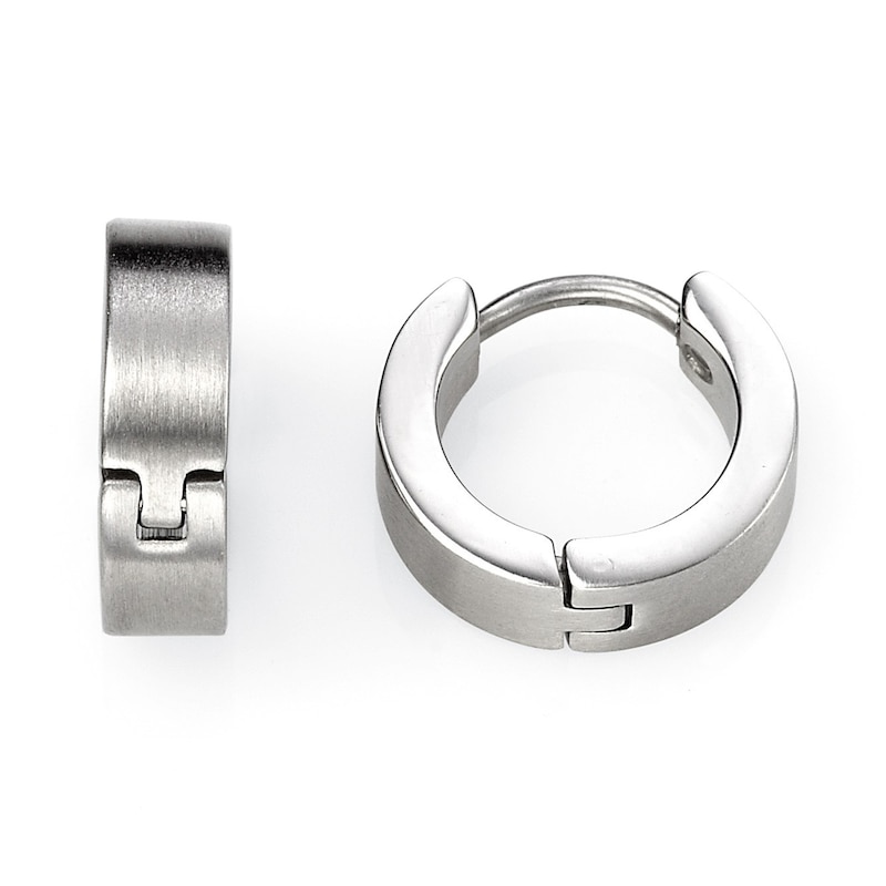 Main Image 1 of Men's Stainless Steel Brushed Hoop Earrings