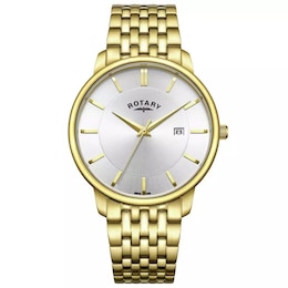 Rotary Men's Gold Plated Stainless Steel Bracelet Watch