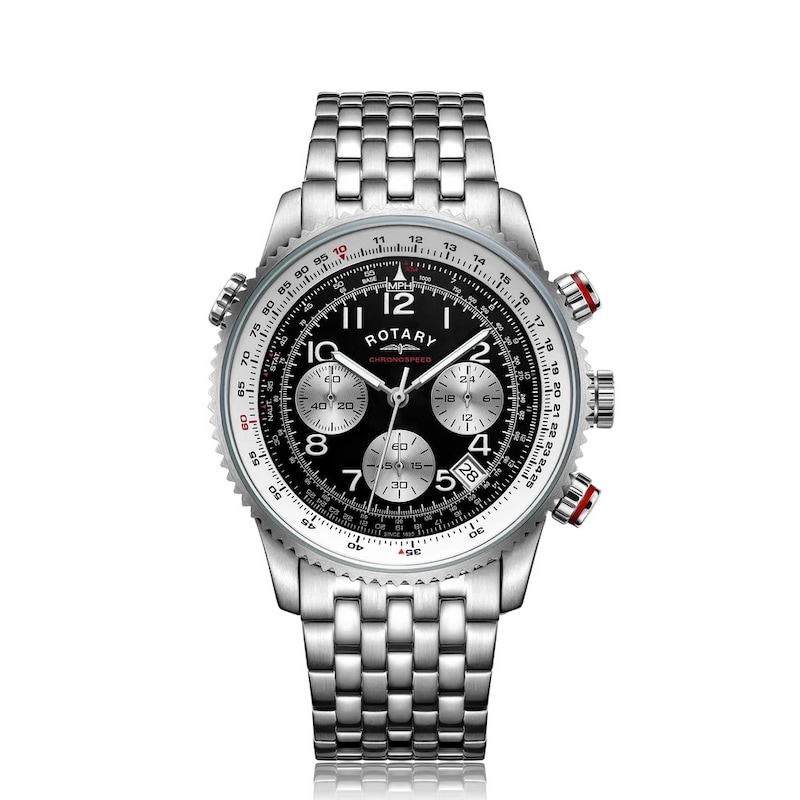 Main Image 1 of Rotary Men's Pilot Black Chronograph Dial Stainless Steel Watch
