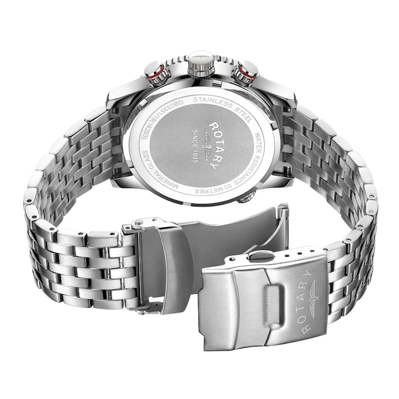 Main Image 4 of Rotary Men's Pilot Black Chronograph Dial Stainless Steel Watch