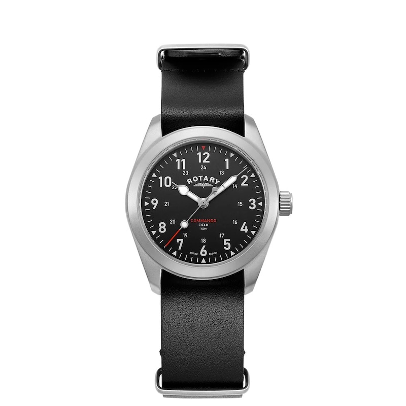 Main Image 1 of Rotary Men's RW 1895 Field Watch Black Leather Strap Watch