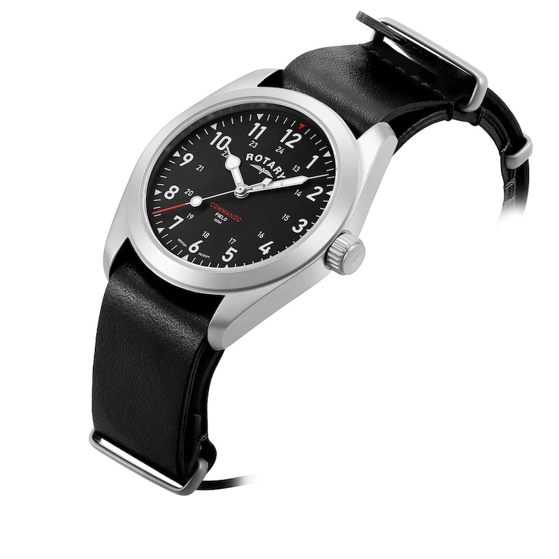 Main Image 2 of Rotary Men's RW 1895 Field Watch Black Leather Strap Watch