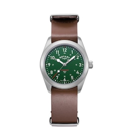 Rotary Men's RW 1895 Field Watch Brown Leather Strap Watch