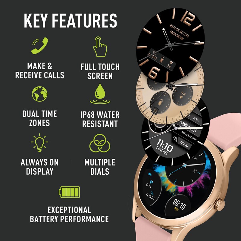 Main Image 3 of Reflex Active Series 31 Amoled Pink Silicone Strap Smart Watch