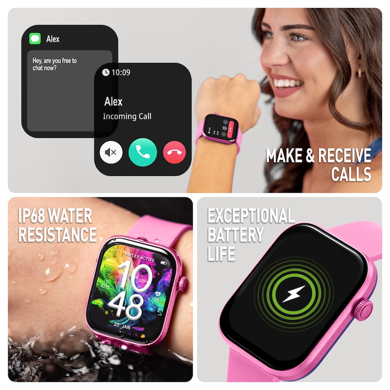 Main Image 3 of Reflex Active Series 40 Amoled Smart Aluminium Pink Strap Smart Watch