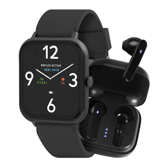Reflex Active Series 17 Black Strap Smart Watch and True Wir