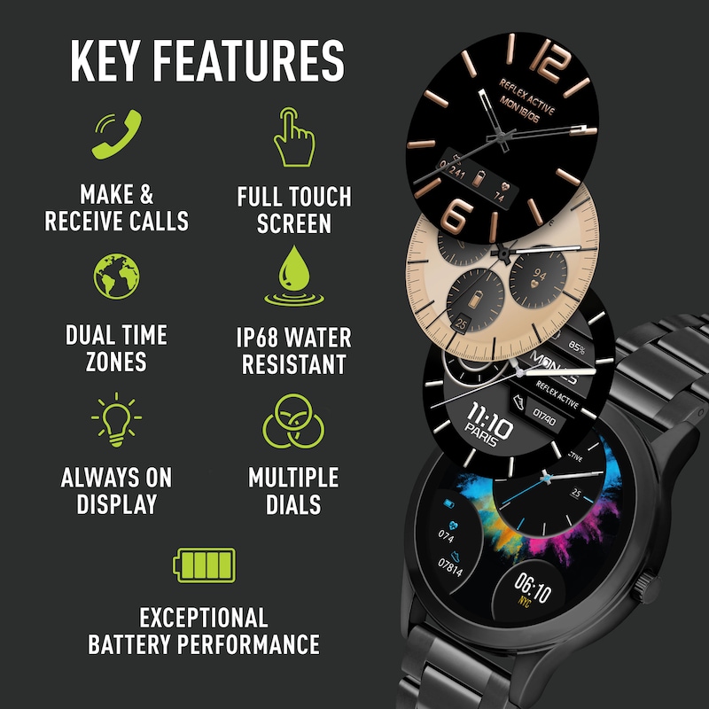 Main Image 2 of Reflex Active Series 31 Amoled Black Stainless Steel Strap Smart Watch