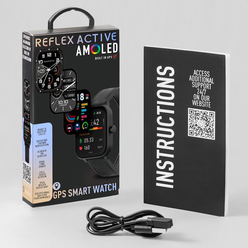 Main Image 5 of Reflex Active Series 44 Amoled Black Silicone GPS Sports Smart Watch