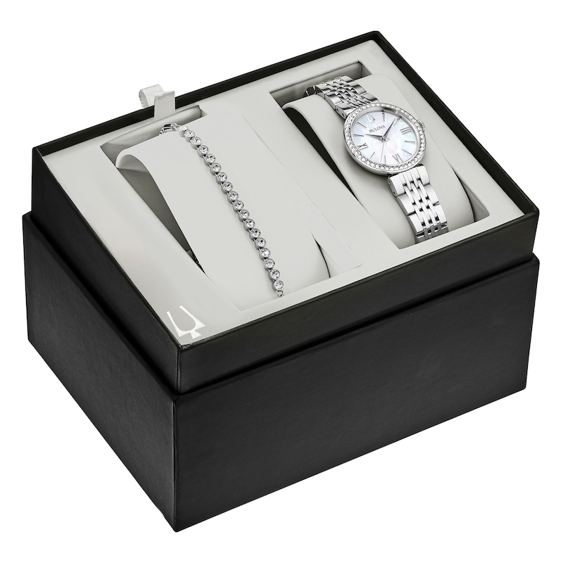 Bulova Crystal Watch & Bracelet Gift Set